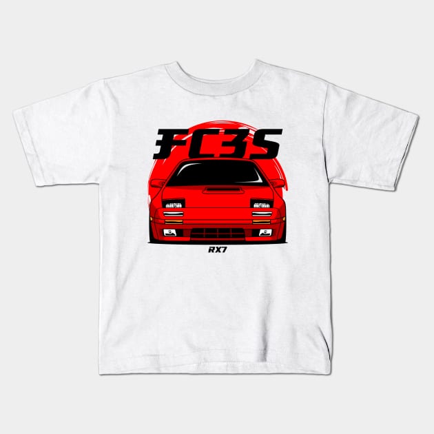 Red FC RX 7 Kids T-Shirt by GoldenTuners